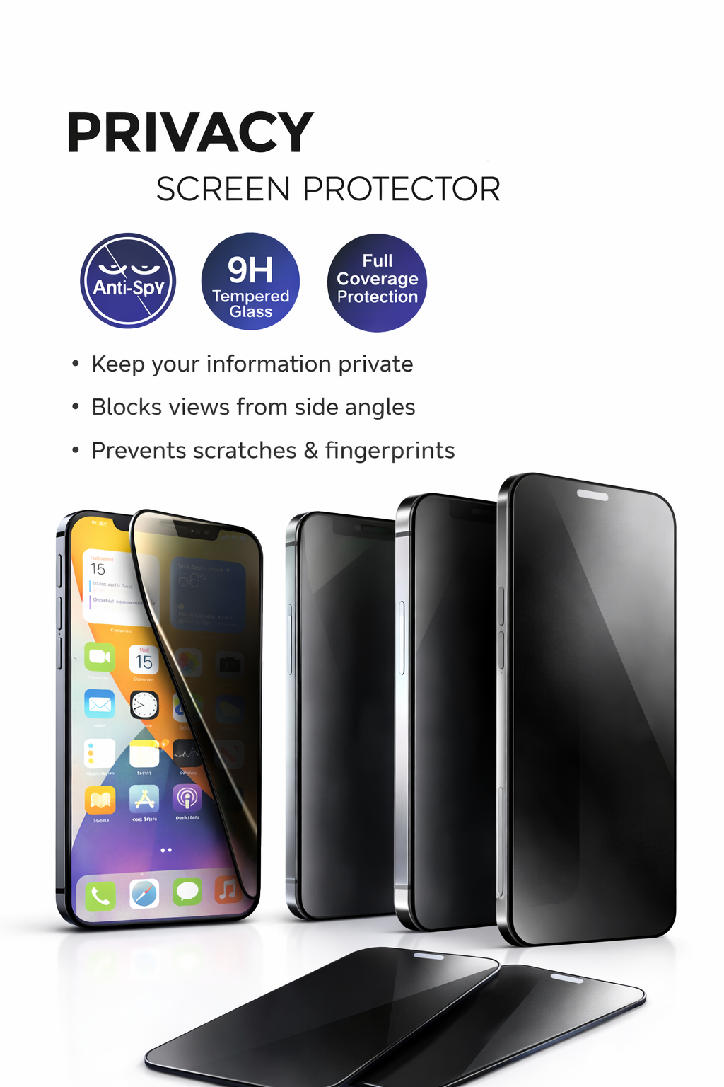 Vetro Temperato Privacy Anti-Spy per iPhone – Protezione Schermo 9H